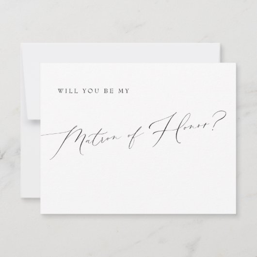 VALENTINA Classic Script Matron of Honor Voorstel Kaart (Achterkant)