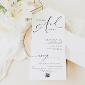 VALENTINA Elegant minimalistisch script bruiloft All In One Uitnodiging