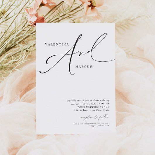 VALENTINA Elegant minimalistisch script bruiloft Kaart