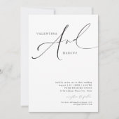 VALENTINA Elegant minimalistisch script bruiloft Kaart (Voorkant)