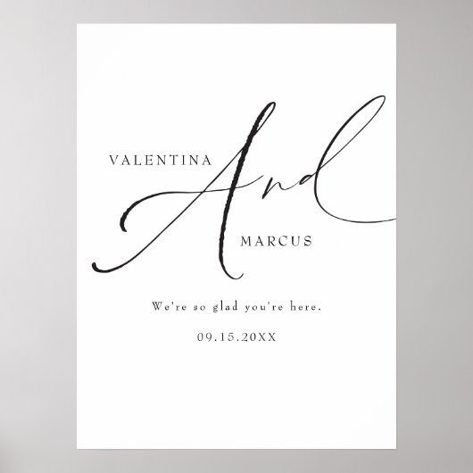 VALENTINA Elegant minimalistisch script bruiloft Poster (Voorkant)