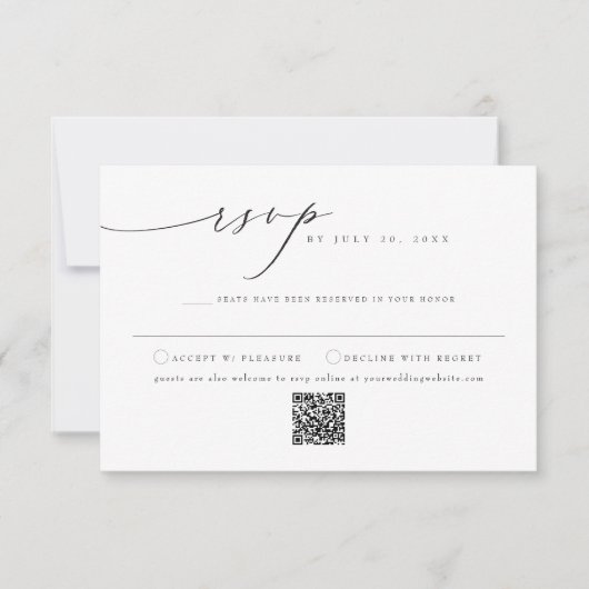 VALENTINA Elegant minimalistisch script bruiloft R Kaart (Voorkant)