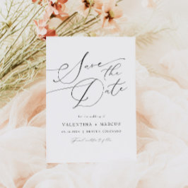 VALENTINA Elegant minimalistisch script Save the D Kaart