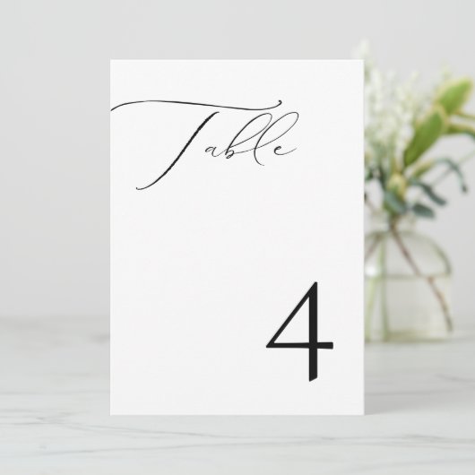 VALENTINA Elegant minimalistisch script tabel numm Kaart (Staand voorkant)