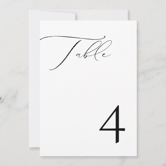 VALENTINA Elegant minimalistisch script tabel numm Kaart (Achterkant)