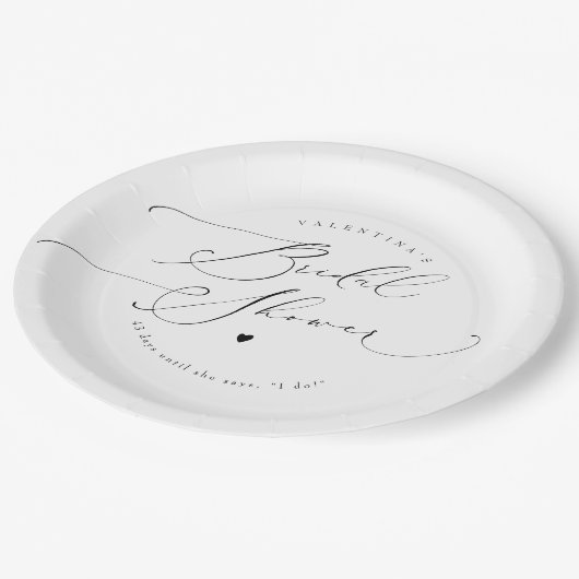 VALENTINA Elegant minimalistisch script Vrijgezell Papieren Bordje (Gekanteld)