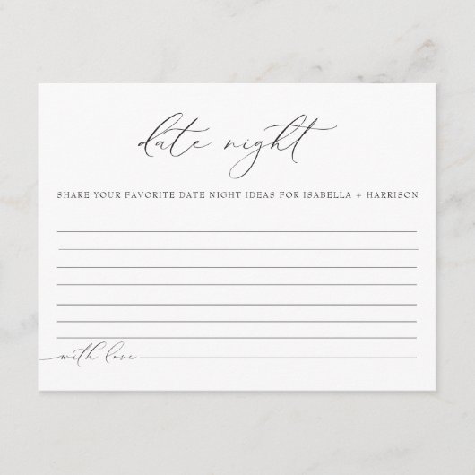 VALENTINA Elegant Minimum Date Night Ideas Kaart (Voorkant)