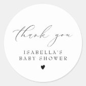VALENTINA Elegant Modern Script Baby shower Ronde Sticker (Voorkant)