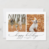 VALENTINA Elegant Script 2 Foto Prettige feestdage Kaart (Voorkant)