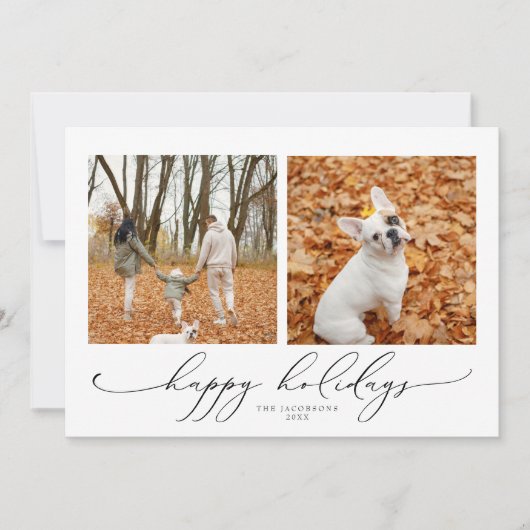 VALENTINA Elegant Script 2 Foto Prettige feestdage Kaart (Voorkant)