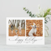 VALENTINA Elegant Script 2 Foto Prettige feestdage Kaart (Staand voorkant)