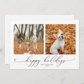 VALENTINA Elegant Script 2 Foto Prettige feestdage Kaart (Voorkant / Achterkant)