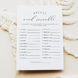 VALENTINA Elegant Script Bruids Woordzoekspel Kaart