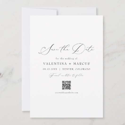 VALENTINA Elegant Script Photo Save the Date Kaart (Achterkant)