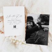 VALENTINA Elegant Script Photo Save the Date Kaart