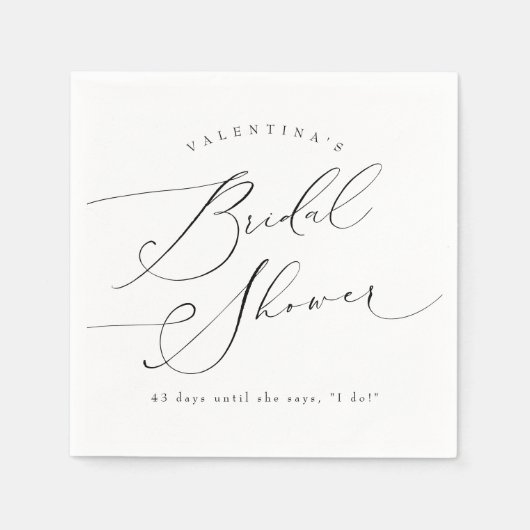 VALENTINA Elegante Minimalistische Script Bruiloft Servet (Voorkant)