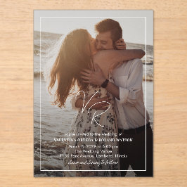 Valentina foto moderne bruiloft acryl uitnodigingen