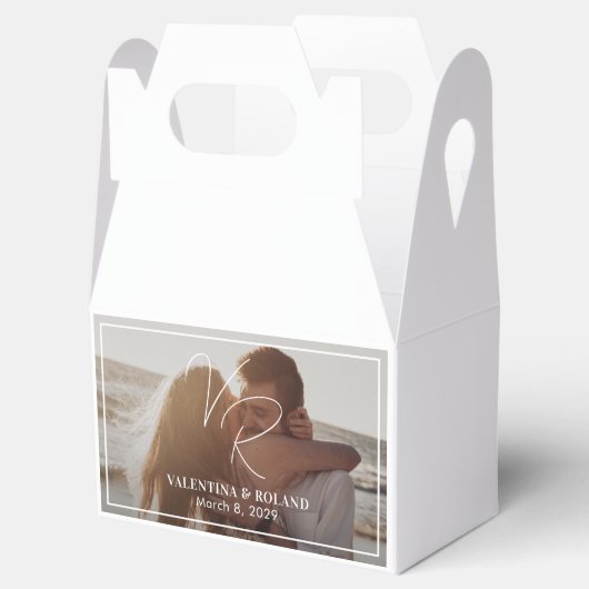 Valentina foto moderne bruiloft bedankdoosjes (Geopend)