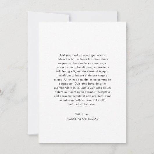 Valentina foto moderne bruiloft bedankkaart (Achterkant)