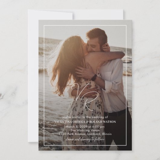 Valentina foto moderne bruiloft kaart (Voorkant)