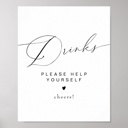 VALENTINA Modern Elegant Script Typografie Drinken Poster (Voorkant)