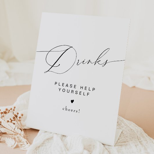 VALENTINA Modern Elegant Script Typografie Drinken Reclamebord Met Voetstuk