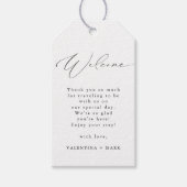VALENTINA Modern Elegant Script Weddenschap Welkom Cadeaulabel (Voorkant)