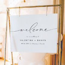 VALENTINA Modern Elegant Script Weddenschap Welkom