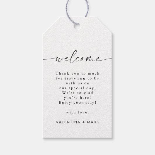 VALENTINA Moderne Minimalistische Boho Wedding Wel Cadeaulabel (Voorkant)