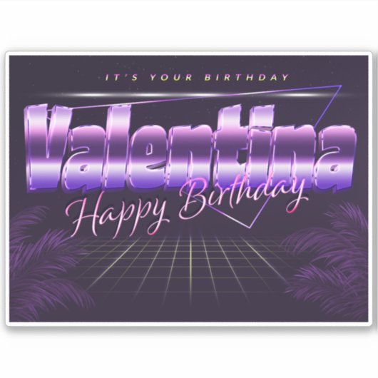 Valentina Name Vorname retro Sticker Geburtstag (Voorkant)