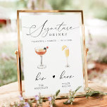 VALENTINA Script Signature Drink Wedding Bar Poster<br><div class="desc">Deze geschikt om gedrukt te worden handtekening drink sjabloon een elegante manuscriptdoopvont en een modern minimalistisch ontwerp. De afbeeldingen van de waterverf worden met de hand gemaakt en hier worden 15 populaire drinken in deze aanbieding opgenomen. Klik "uitgeven gebruikend ontwerphulpmiddel"knoop in de verpersoonlijkingssectie om de drinken te zien die inbegrepen...</div>