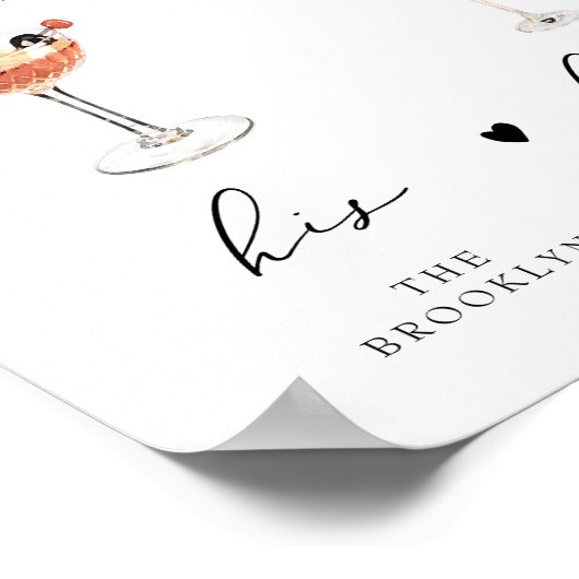 VALENTINA Script Signature Drink Wedding Bar Poster (Hoek)