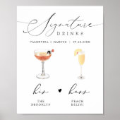 VALENTINA Script Signature Drink Wedding Bar Poster (Voorkant)