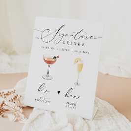 VALENTINA Script Signature Drink Wedding Bar Reclamebord Met Voetstuk