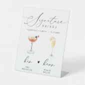 VALENTINA Script Signature Drink Wedding Bar Reclamebord Met Voetstuk (Voorkant)