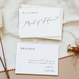 VALENTINA Whimsical Script Maid of Honor Voorstel Kaart