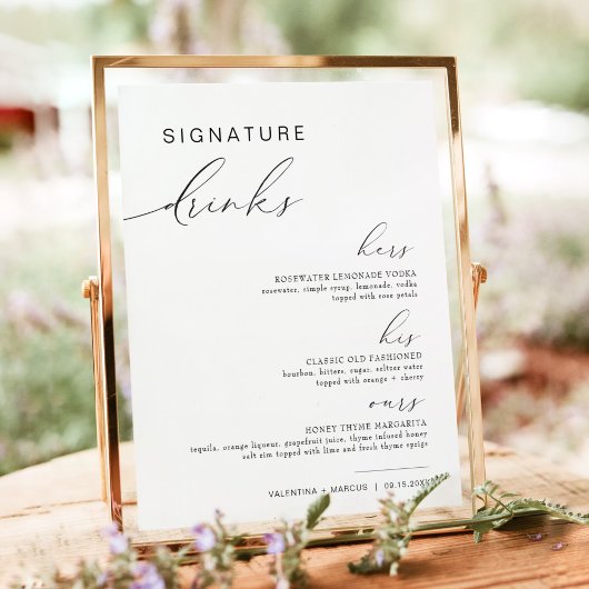 VALENTINA Zijn en haar handtekening Drink Cocktail Poster