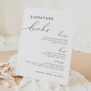 VALENTINA Zijn en haar handtekening Drink Cocktail Reclamebord Met Voetstuk