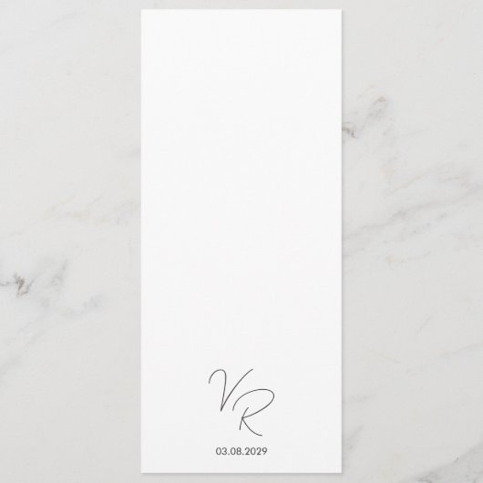 Valentina zwart-wit moderne bruiloft menu (Achterkant)