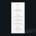 Valentina zwart-wit moderne bruiloft menu<br><div class="desc">Modern huwelijksmenu met een eenvoudig maar elegant ontwerp met de koppen in een hedendaags scriptlettertype,  samen met uw menu omgeven door een rand. De achterkant heeft je twee initiaal monogram samen met je trouwdatum.</div>