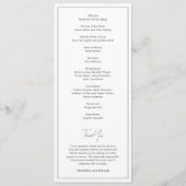 Valentina zwart-wit moderne bruiloft programmakaart (Achterkant)