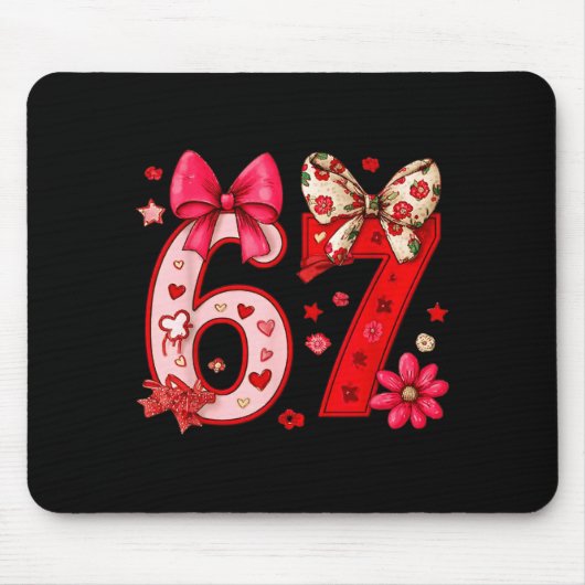 Valentine 67 Grappige Zes Zeven Meme Coquette Stri Muismat (Voorkant)