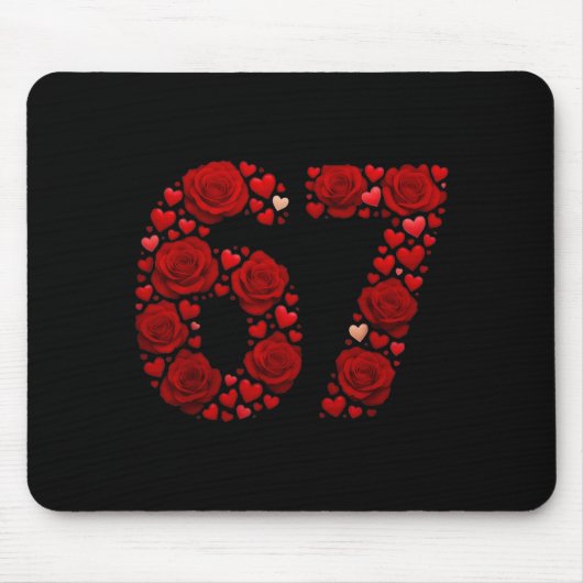 Valentine 67 Meme Roos Harten Grappig Zes Zeven Va Muismat (Voorkant)