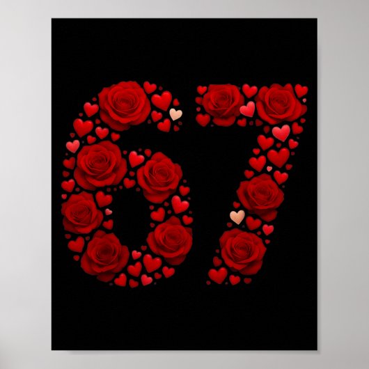 Valentine 67 Meme Rose Hearts Funny Six Seven Vale Poster (Voorkant)