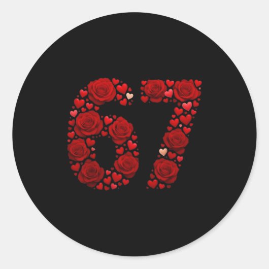 Valentine 67 Meme Rose Hearts Funny Six Seven Vale Ronde Sticker (Voorkant)