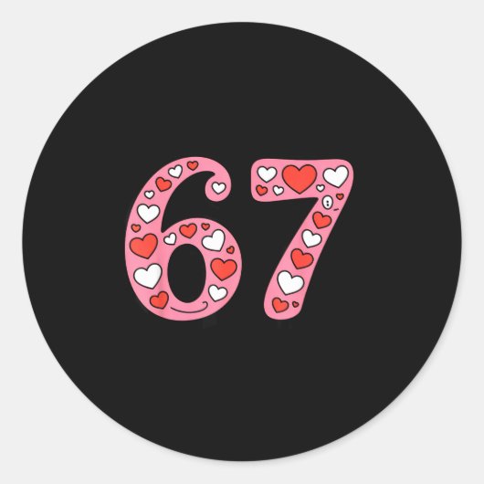 Valentine 67 Meme Six Seven Cute Gen Alpha  Ronde Sticker (Voorkant)