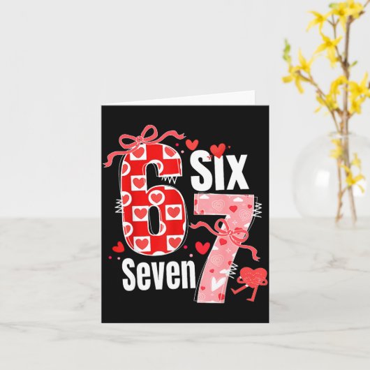 Valentine 67 Six Seven Heart Coquette Bow Valentin Kaart (Gele Bloem)