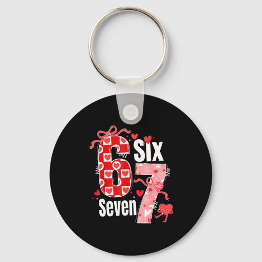 Valentine 67 Six Seven Heart Coquette Bow Valentin Sleutelhanger (Voorkant)