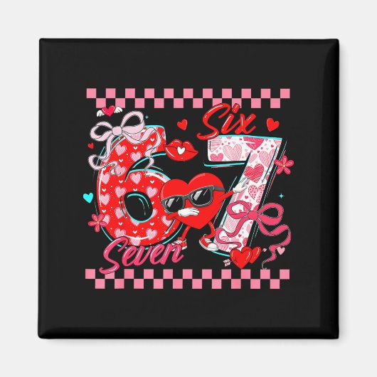 Valentine 67 Six Seven Meme Dabbing Hartjes Matchi Magneet (Voorkant)