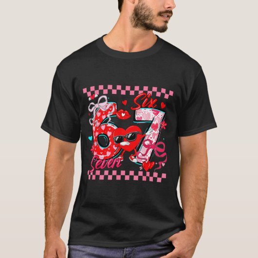 Valentine 67 Six Seven Meme Dabbing Hearts Matchin T-shirt (Voorkant)